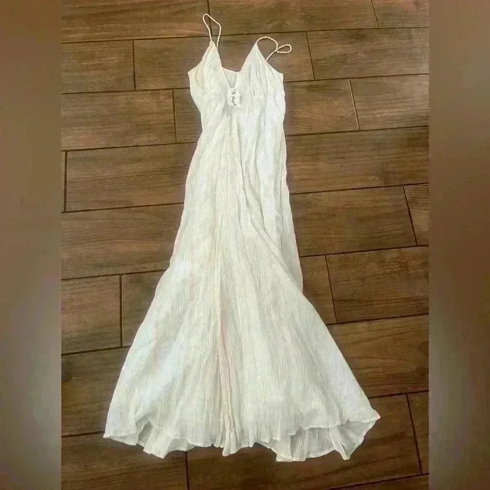 NWT FLORABELLA cream and gold strip dress size small